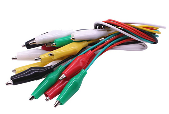 Juego de 10 cables con punta de caiman 2.7cm