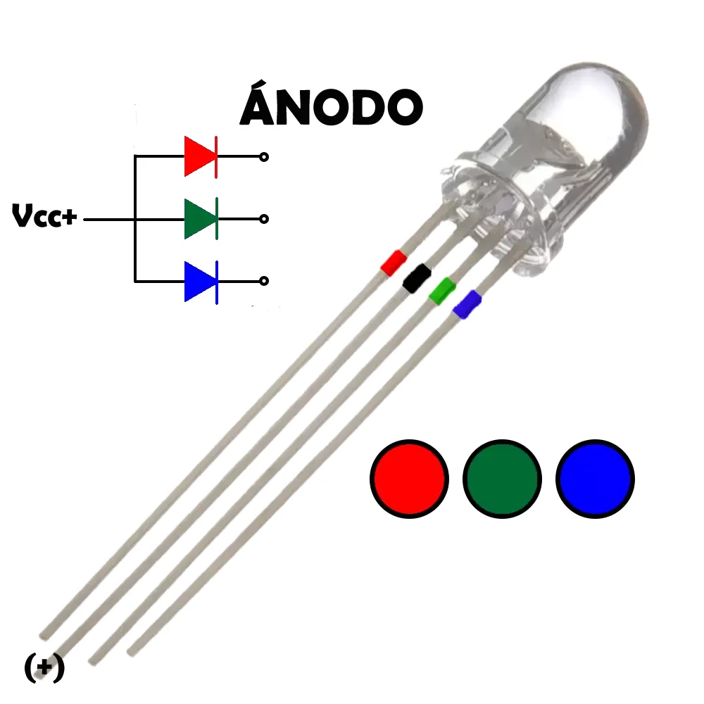 Led Rgb De 5mm ánodo Común 2.1-3.4v 25° 20mah
