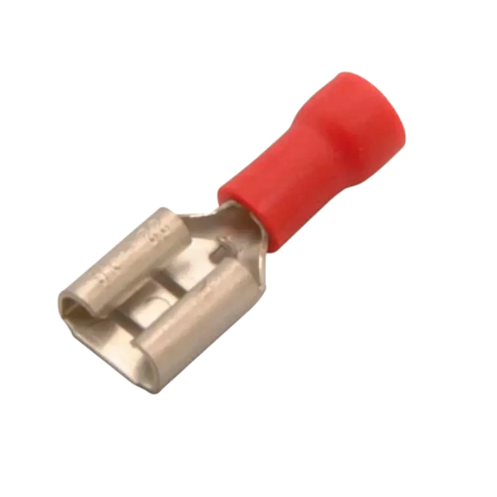 Terminal De Laton Tipo Faston Hembra 3/16" Forro Rojo 22-16 Awg