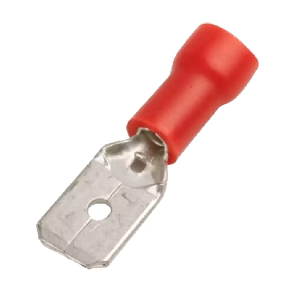 Terminal De Laton Faston Macho 1/4" 6.3mm Forro Rojo 22-16awg