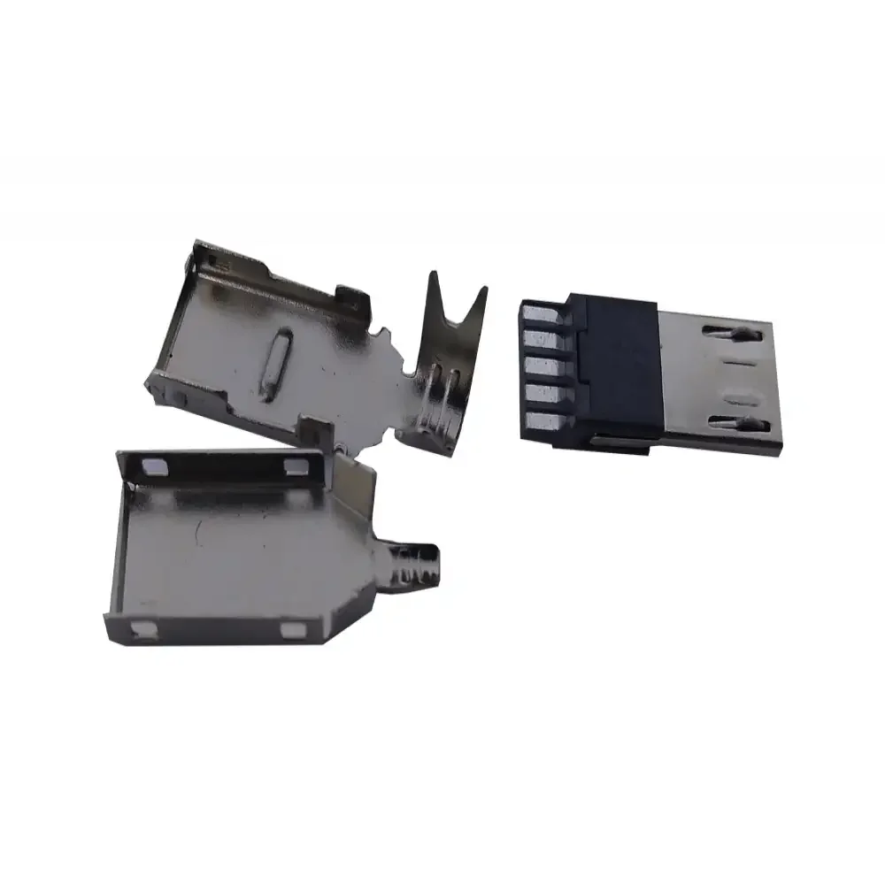 Conector Micro Usb Tipo B Macho 5 Pines Con Cubierta Para Soldar
