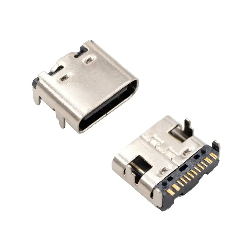 Conector Usb Tipo C Hembra 16 Pines Más 4 Pines De Fijación 7.2x9x3.1 Mm