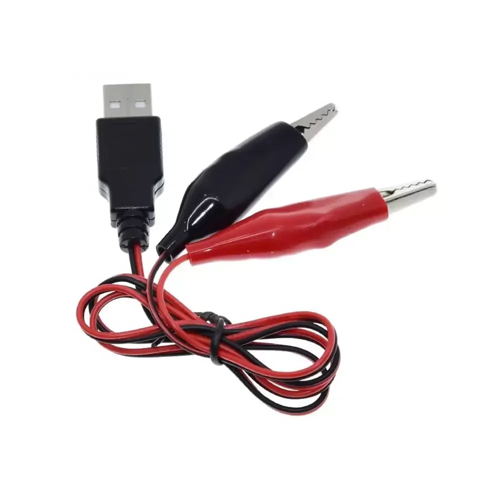 Cable Con Pinzas Tipo Caimán Y Conector Usb 5v
