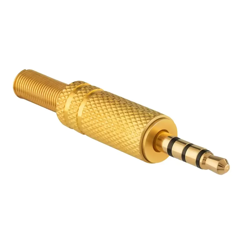 Plug 3,5 Mm Trrs, Metálico 4 Secciones (anillos) (trrs) Soporte De Cable Tipo Resorte
