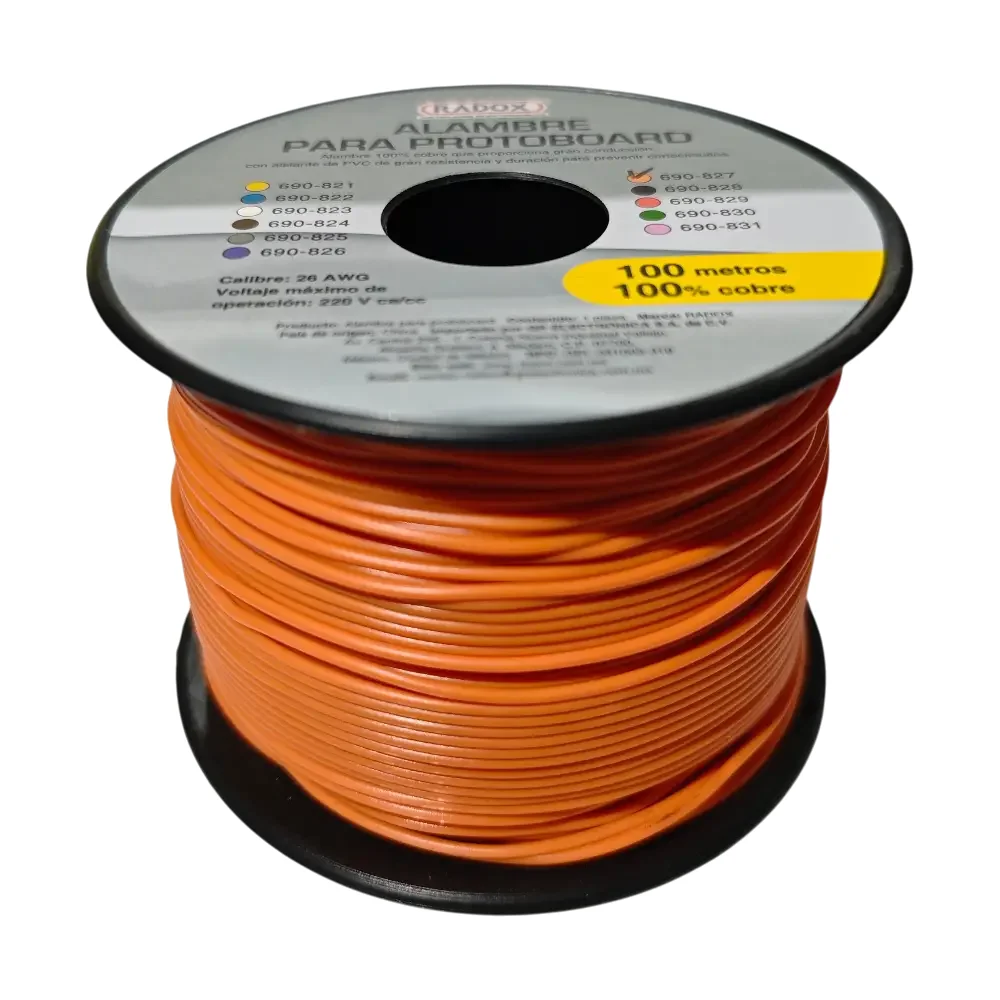 100 Metros De Alambre Estañado Naranja 26awg En Rollo
