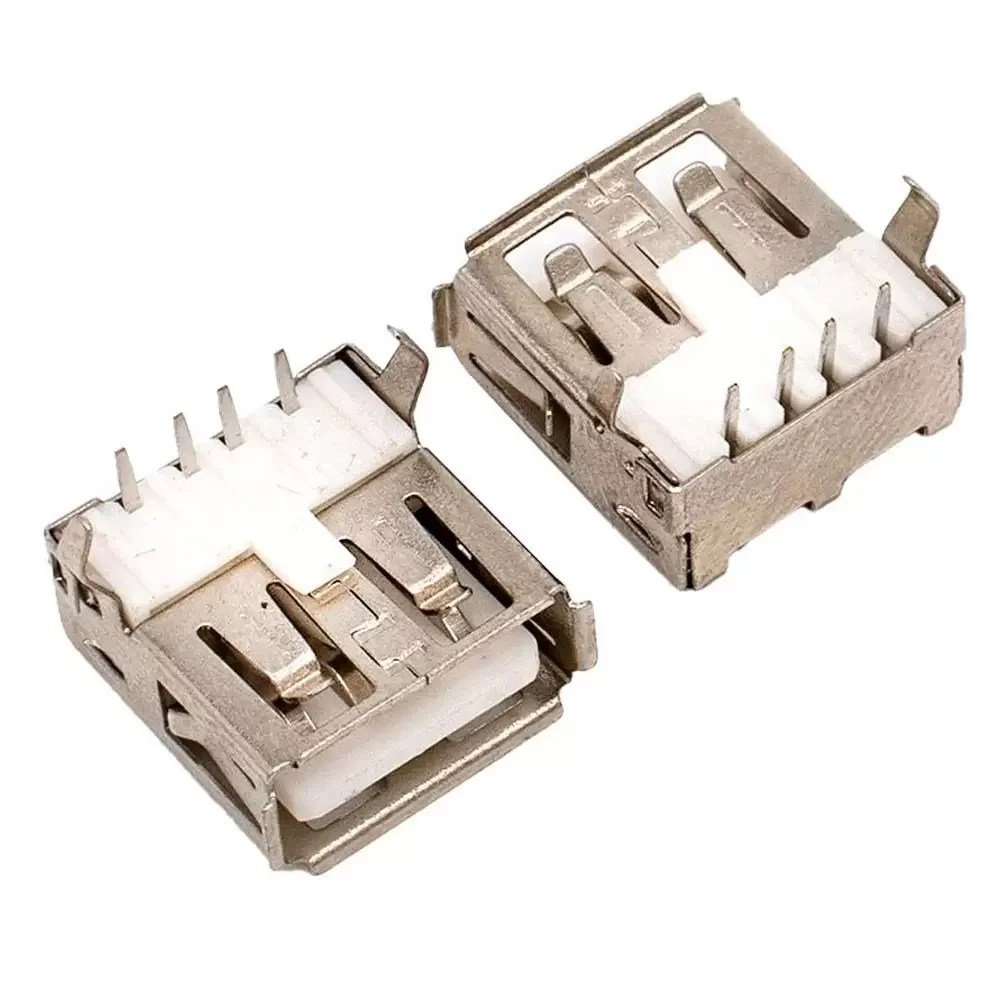 Conector Usb Tipo A Hembra Con 4 Pines A 90° Para Soldar
