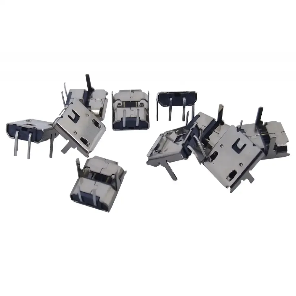 Conector Micro Usb Hembra Con Ranura 2 Pines 90° Para Soldar