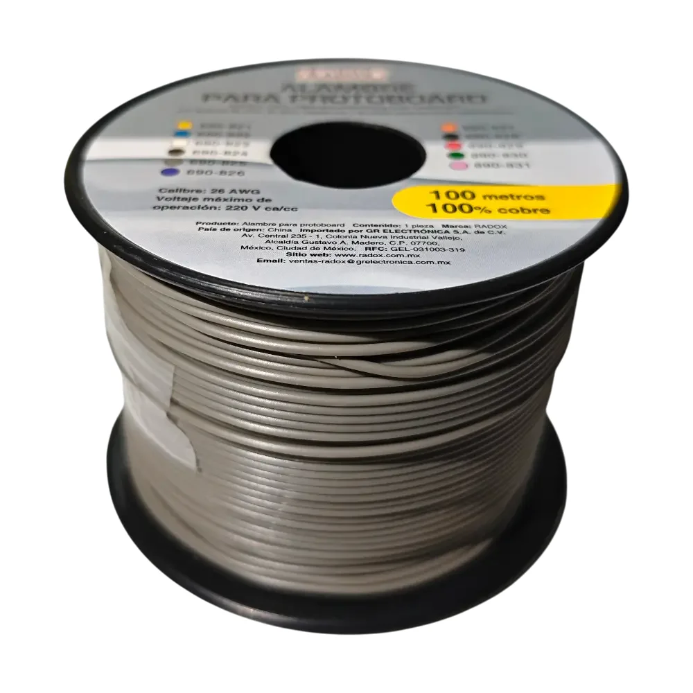 100 Metros De Alambre Estañado Gris 26awg En Rollo