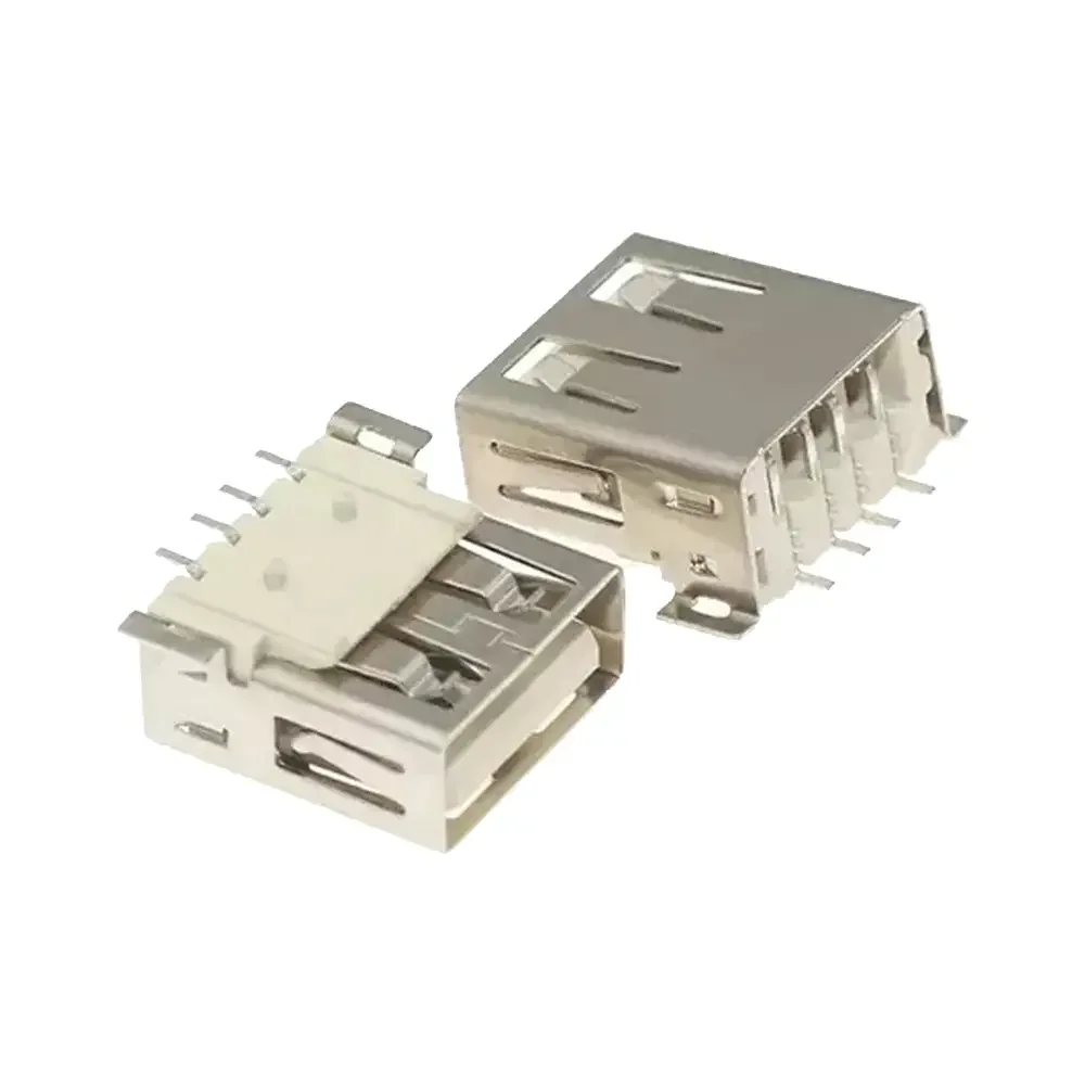 Conector Usb Tipo A Hembra 2.0 90° Con 4 Pines Smd 13.6x5.7x14mm Para Soldar