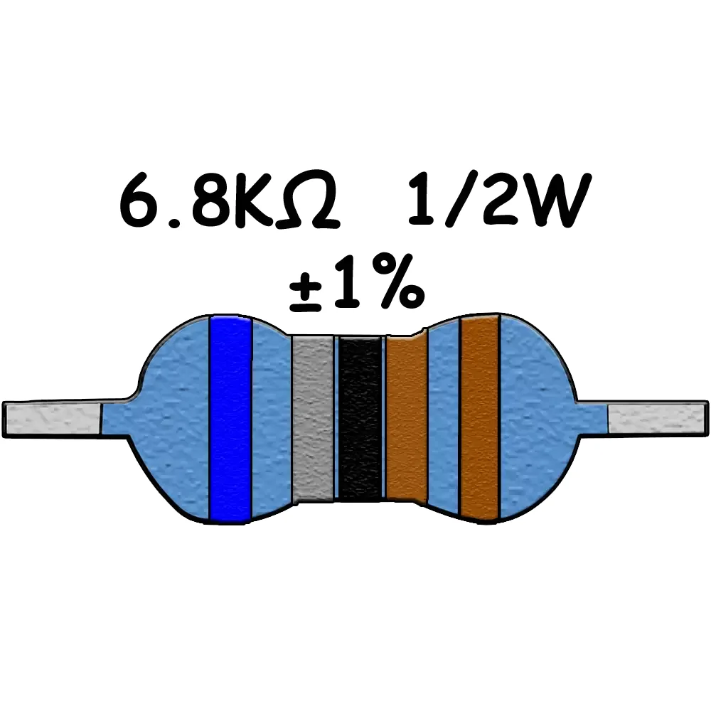 6k8 6.8k Ohms Resistencia De 1/2 Watts