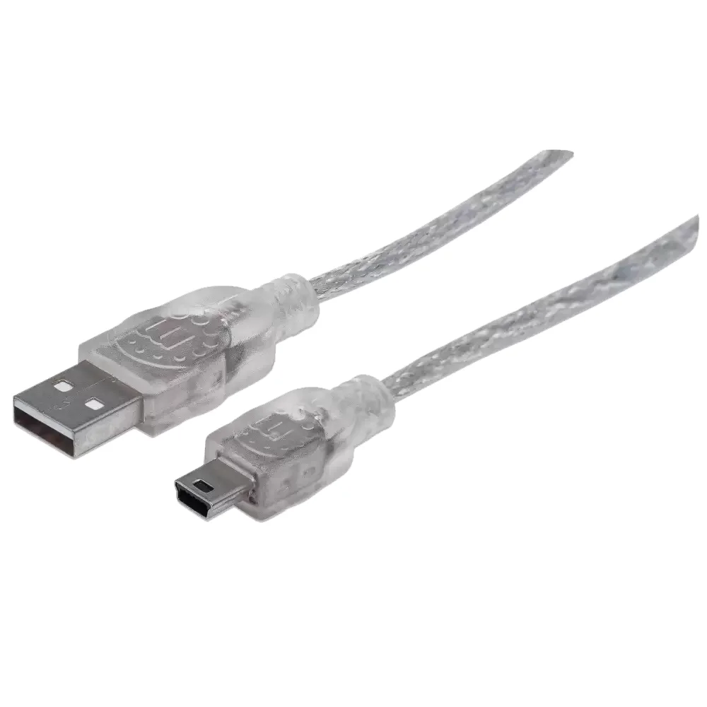 Cable Usb 2.0 A Macho Mini B De 5 Pines Plata 1.8 Mts Manhattan