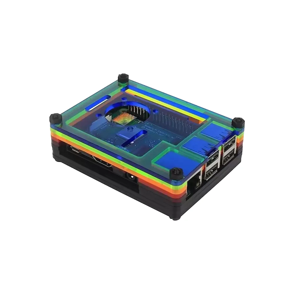 Case Multicolor Para Raspberry Pi 3 Con Accesorios Y Cable
