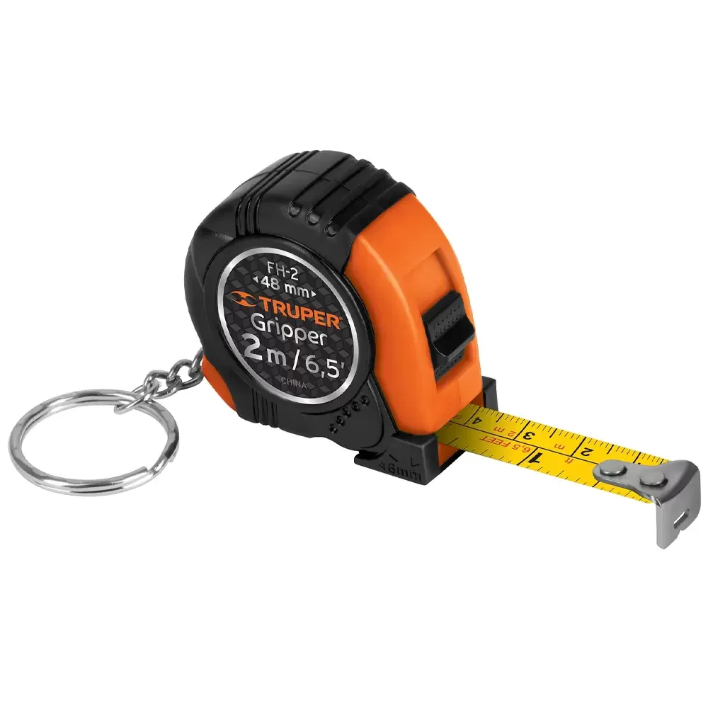 Flexómetro Gripper De 2 Mts Tipo Llavero, Cinta De 13 Mm Truper