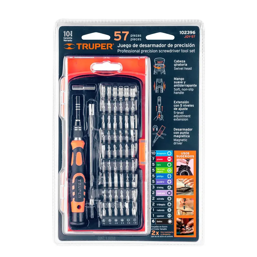 Desarmador De Precision Con 57 Puntas Intercambiables Y Extension Flexible