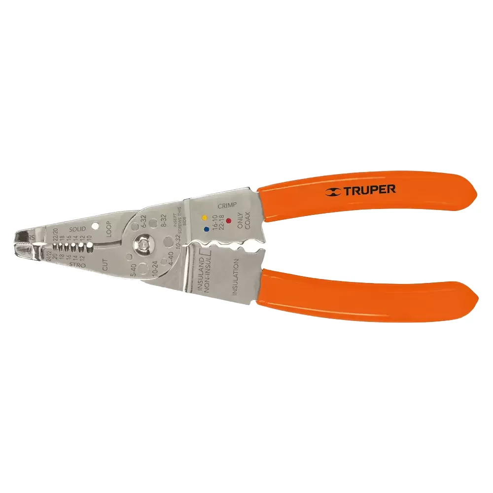 Pinza Pela Cables 8 Pulgadas Para Calibre 24 A 12 Awg Con 4 Mordazas Truper