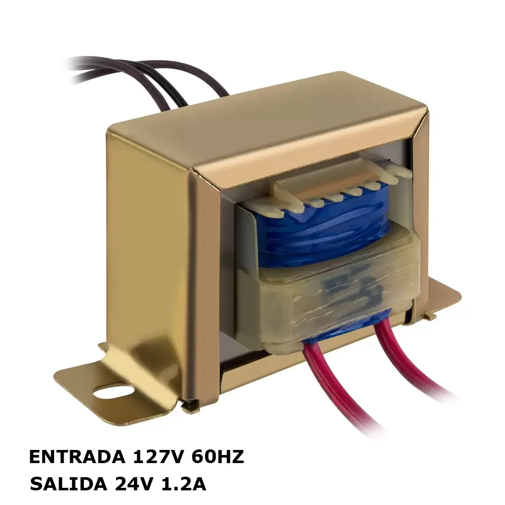 Transformador De 127vca De Entrada, A 24v Y 1.2 Amperes De Salida, Con Derivación Central