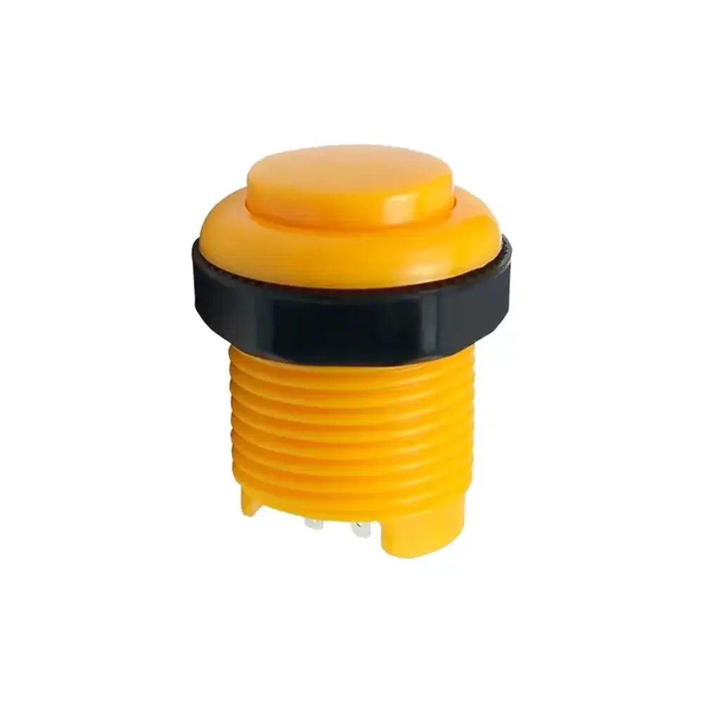 835-135 Botón Maquinita Arcade Amarillo Pequeño Con Microswitch Rosca:27mm Boton:33mm