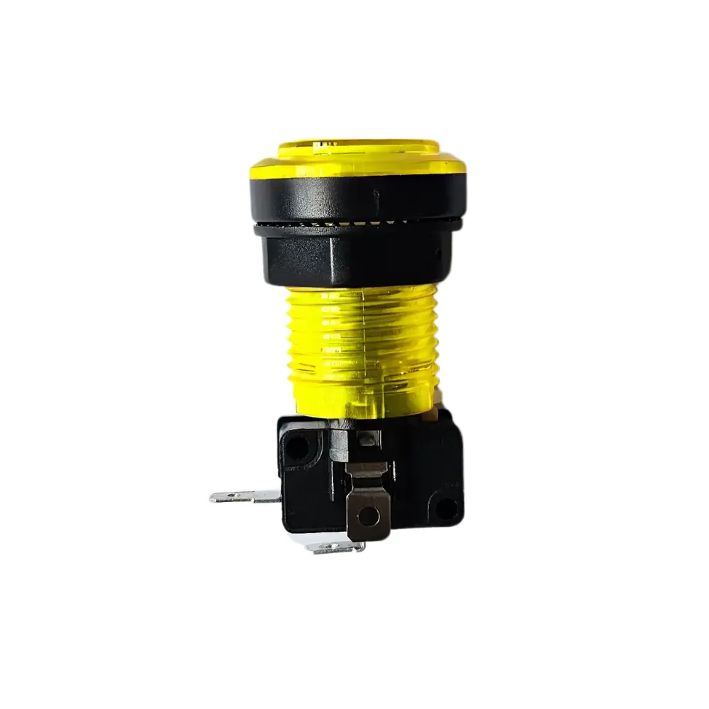 Botón Maquinita Arcade Luminoso Amarillo Con Microswitch Rosca:24mm Boton:33mm