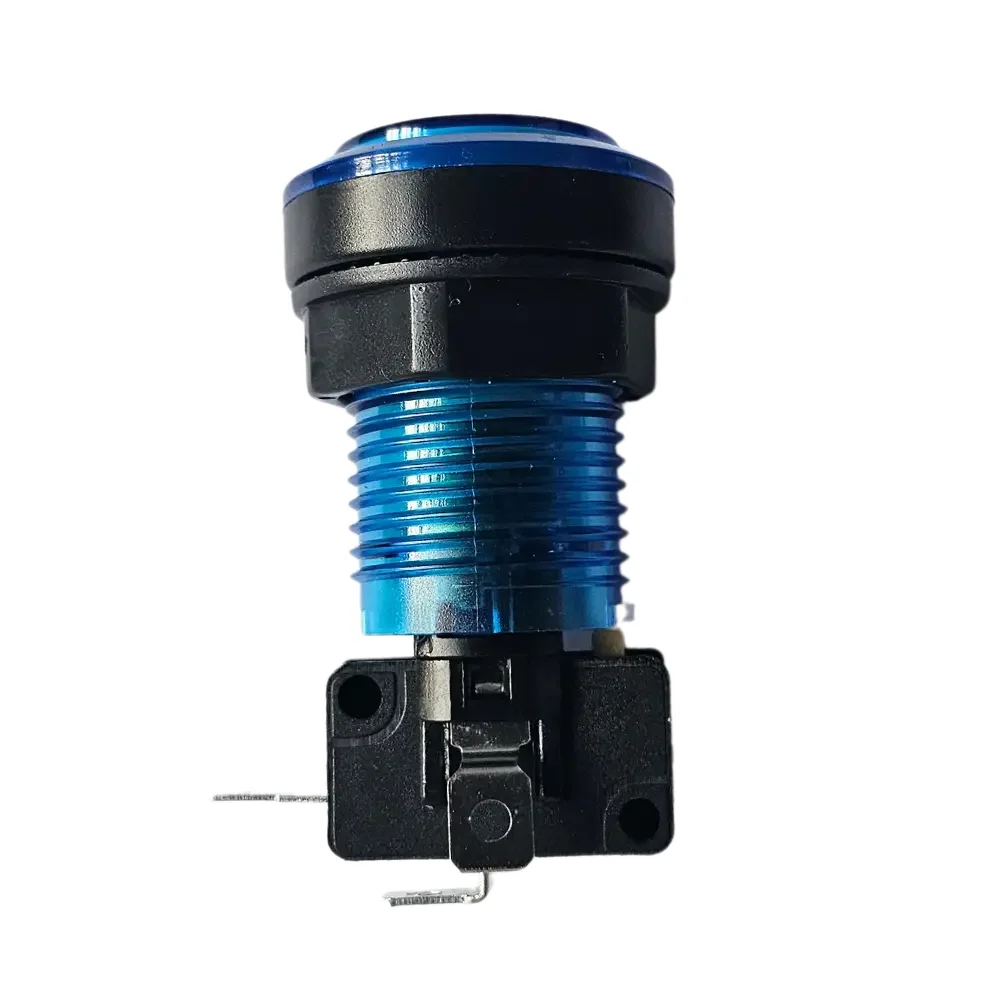 Botón Maquinita Arcade Luminoso Azul Con Microswitch Rosca:24mm Boton:33mm