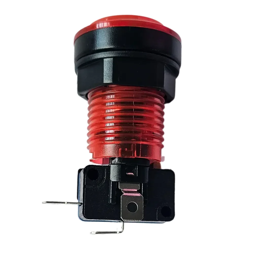 Botón Maquinita Arcade Luminoso Rojo Con Microswitch Rosca:24mm Boton:33mm