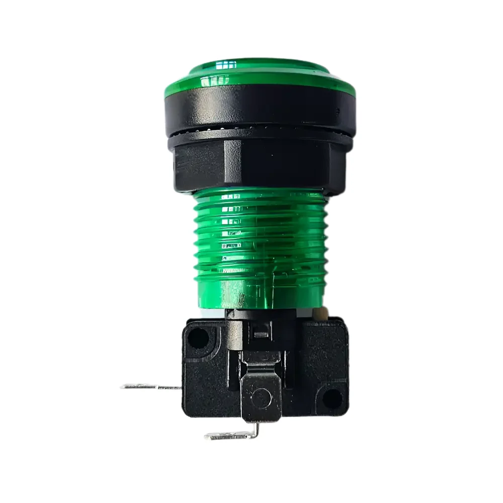 Botón Maquinita Arcade Luminoso Verde Con Microswitch Rosca:24mm Boton:33mm