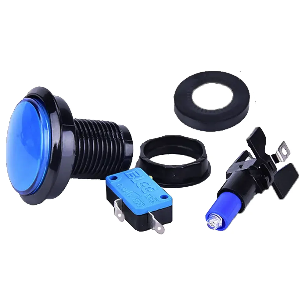 Botón Maquinita Arcade Luminosos Azul Grande Con Microswitch Rosca:24mm Boton:45mm