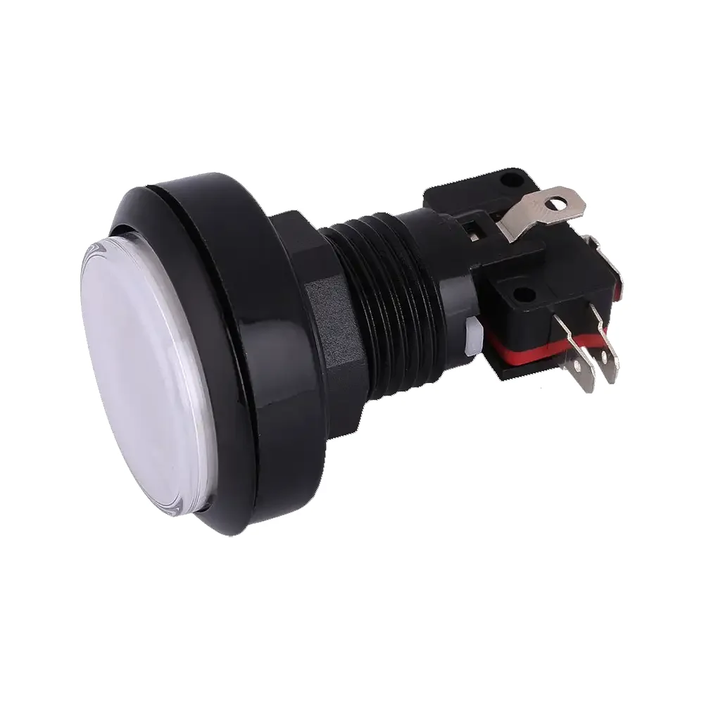 Botón Maquinita Arcade Luminosos Blanco Grande Con Microswitch Rosca:24mm Boton:45mm