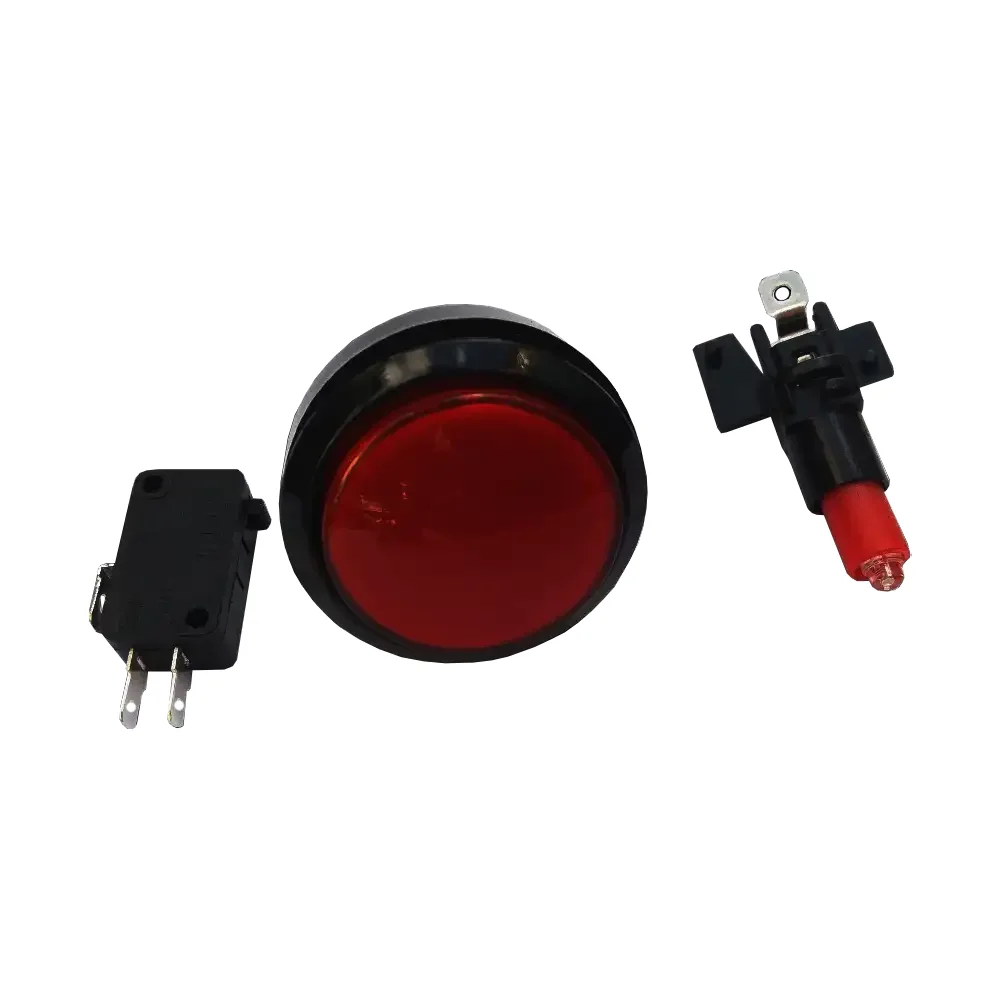 Botón Maquinita Arcade Luminosos Rojo Grande Con Microswitch Rosca:24mm Boton:45mm