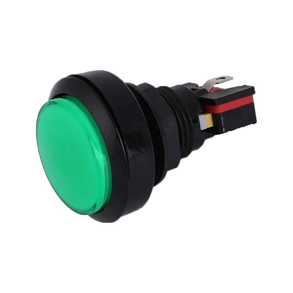 Botón Maquinita Arcade Luminosos Verde Grande Con Microswitch Rosca:24mm Boton:45mm
