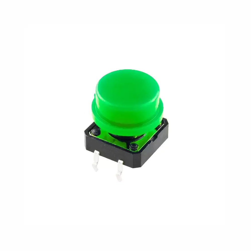 Boton Push Button 12x12x7.3mm 4 Pines Abierto Verde
