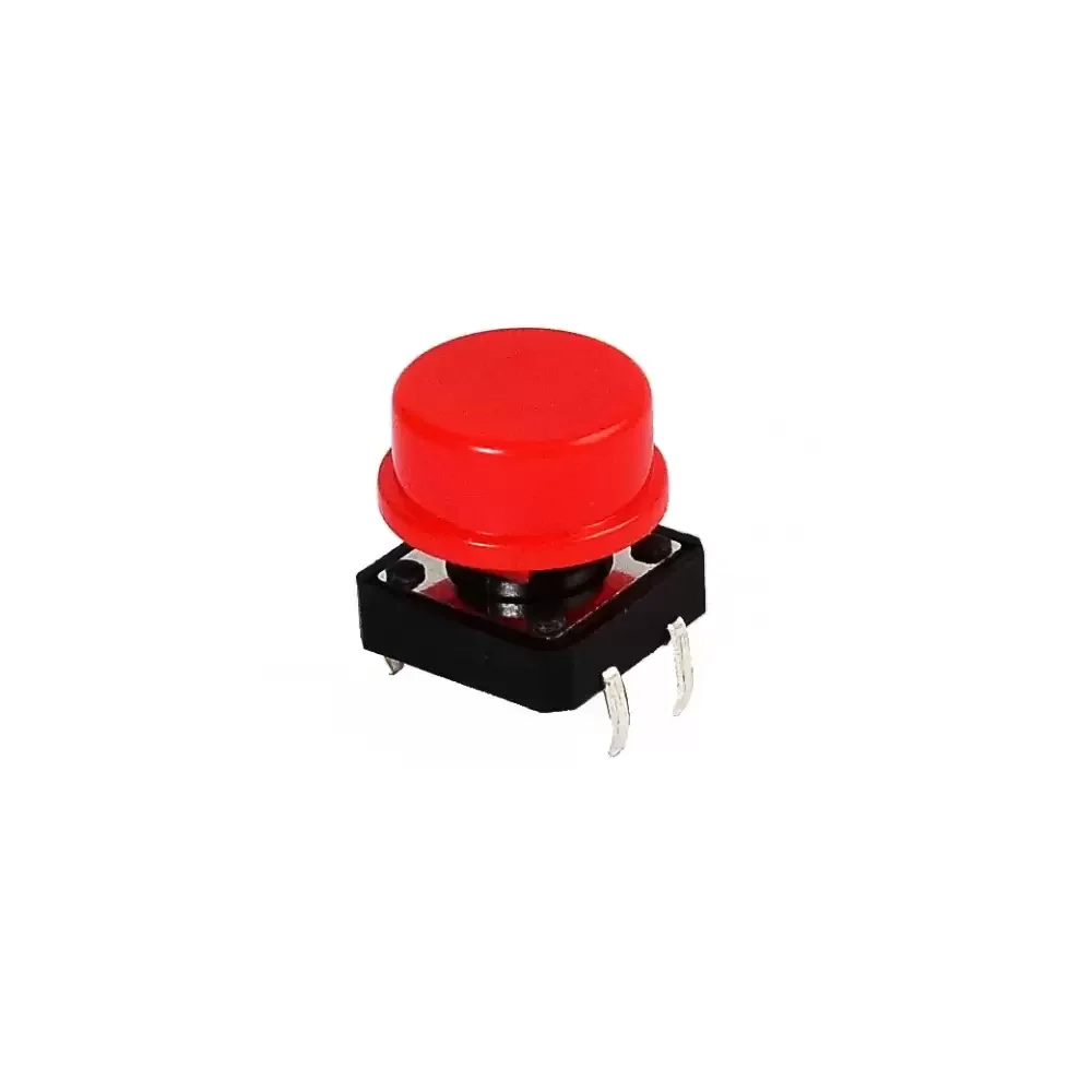Boton Push Button 12x12x7.3mm 4 Pines Abierto Rojo