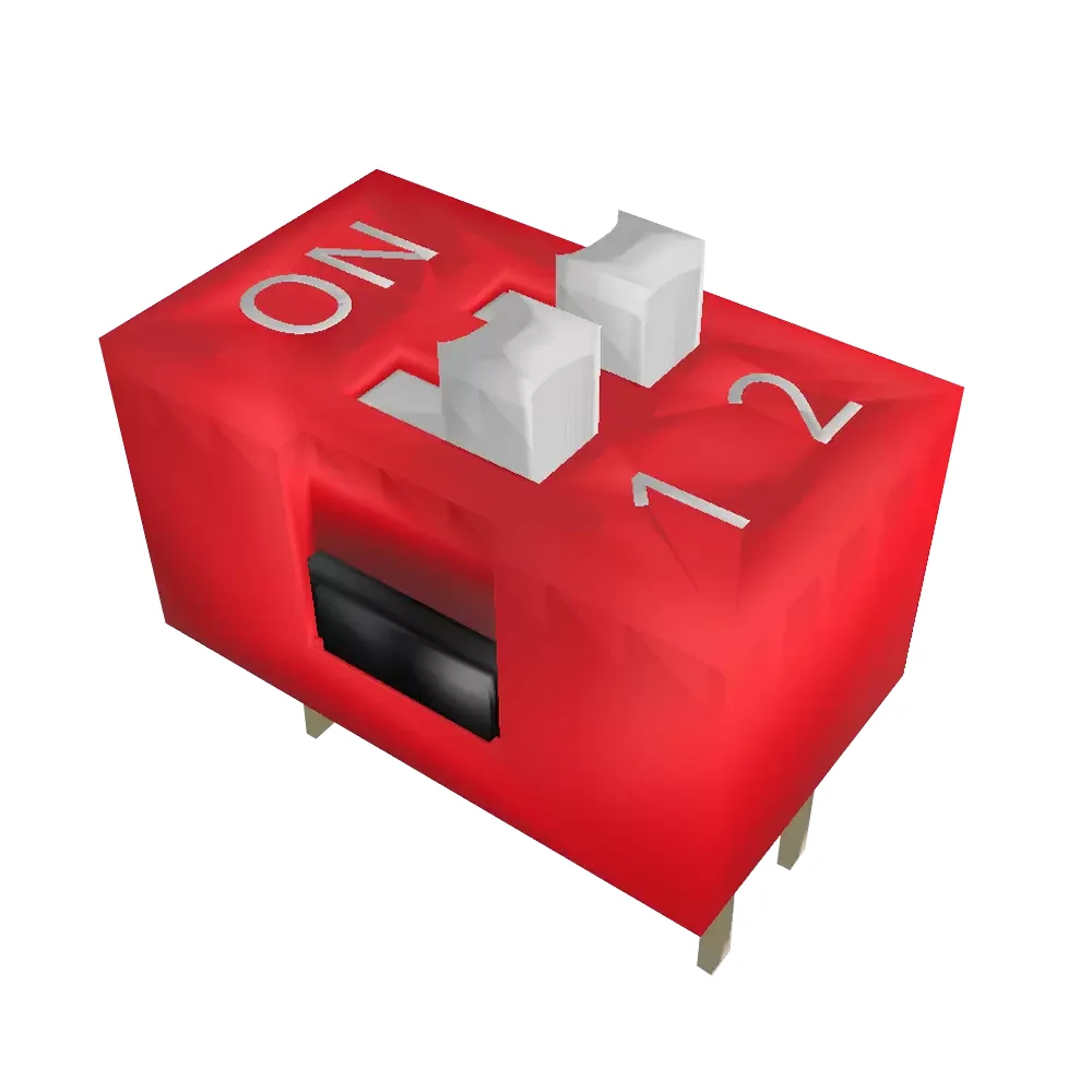 Dip Switch 2 Canales Rojo Separación 2.54mm