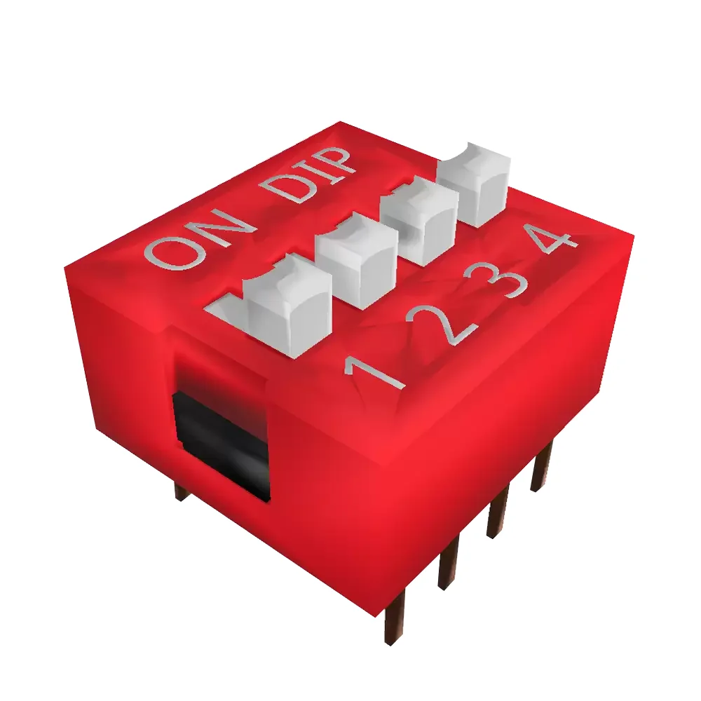 Dip Switch 4 Canales Rojo Separación 2.54mm