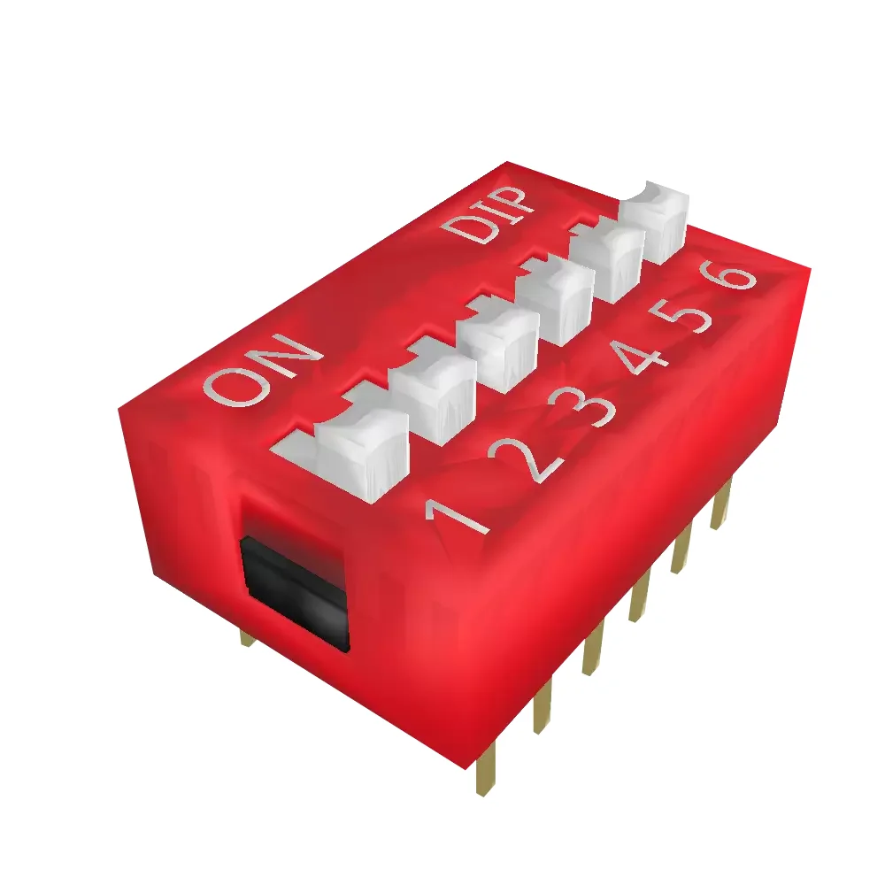 Dip Switch 6 Canales Rojo Separación 2.54mm