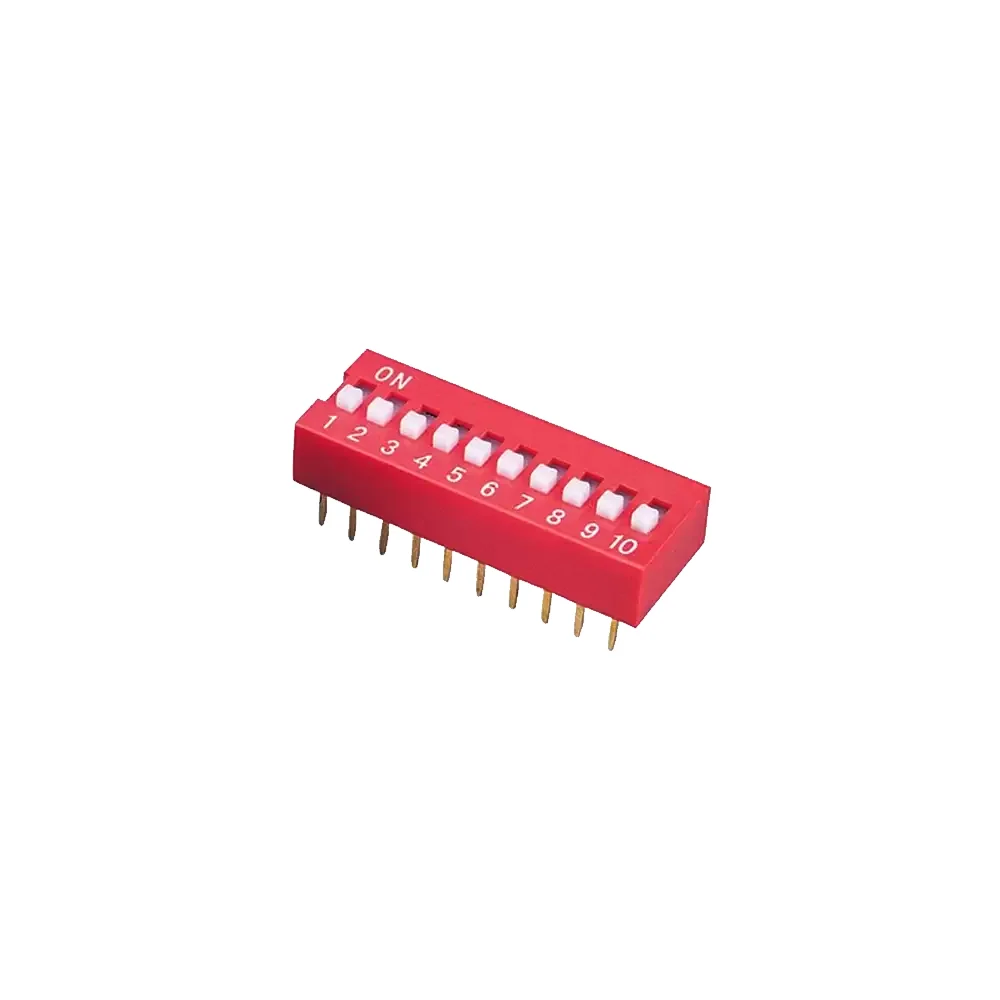 Dip Switch 10 Canales Rojo Separación 2.54mm