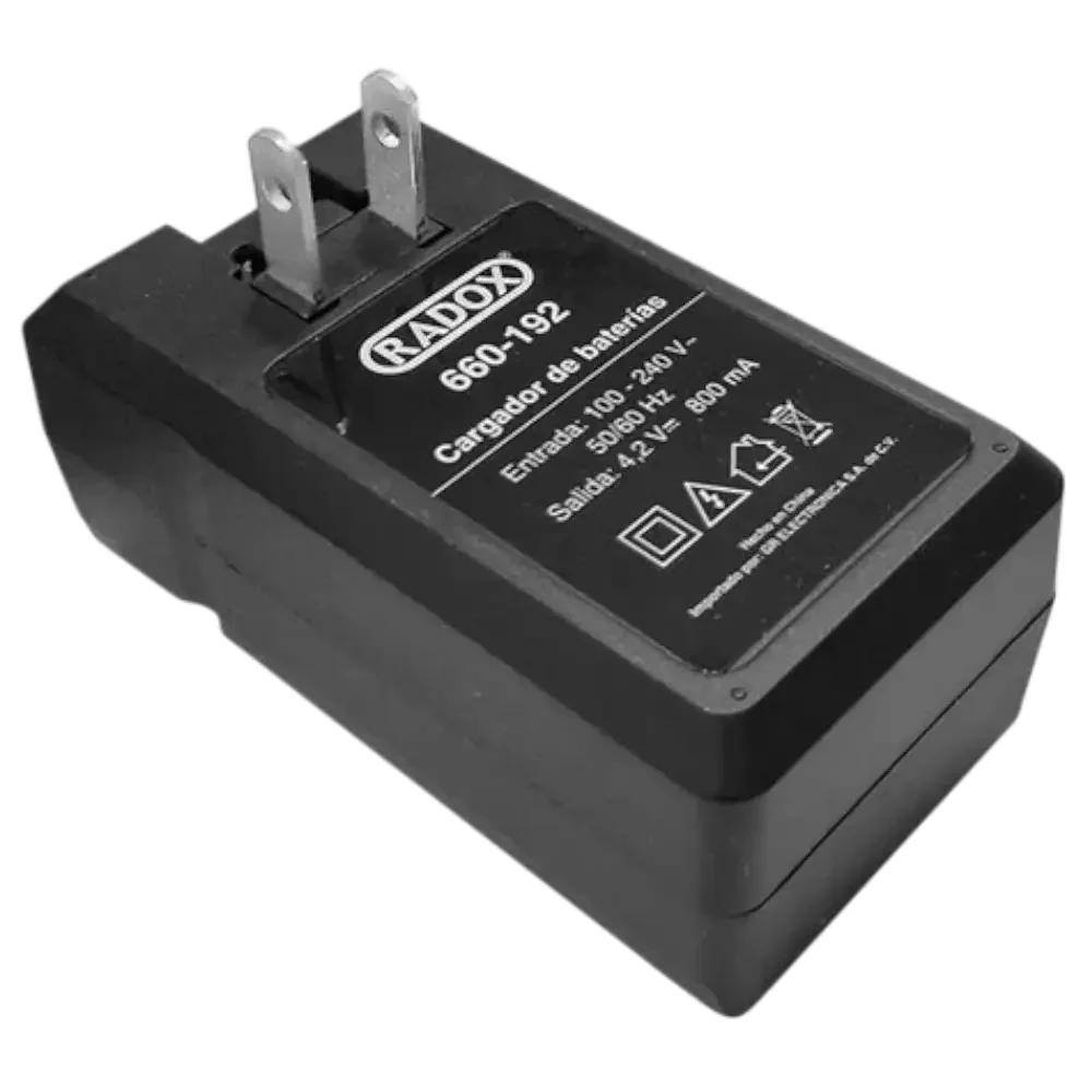 Cargador De Baterías Tipo 18650, Carga 2 Pilas Entrada 110-240 V 50/60 Hz Salida 4.2 Vcc 800 Ma