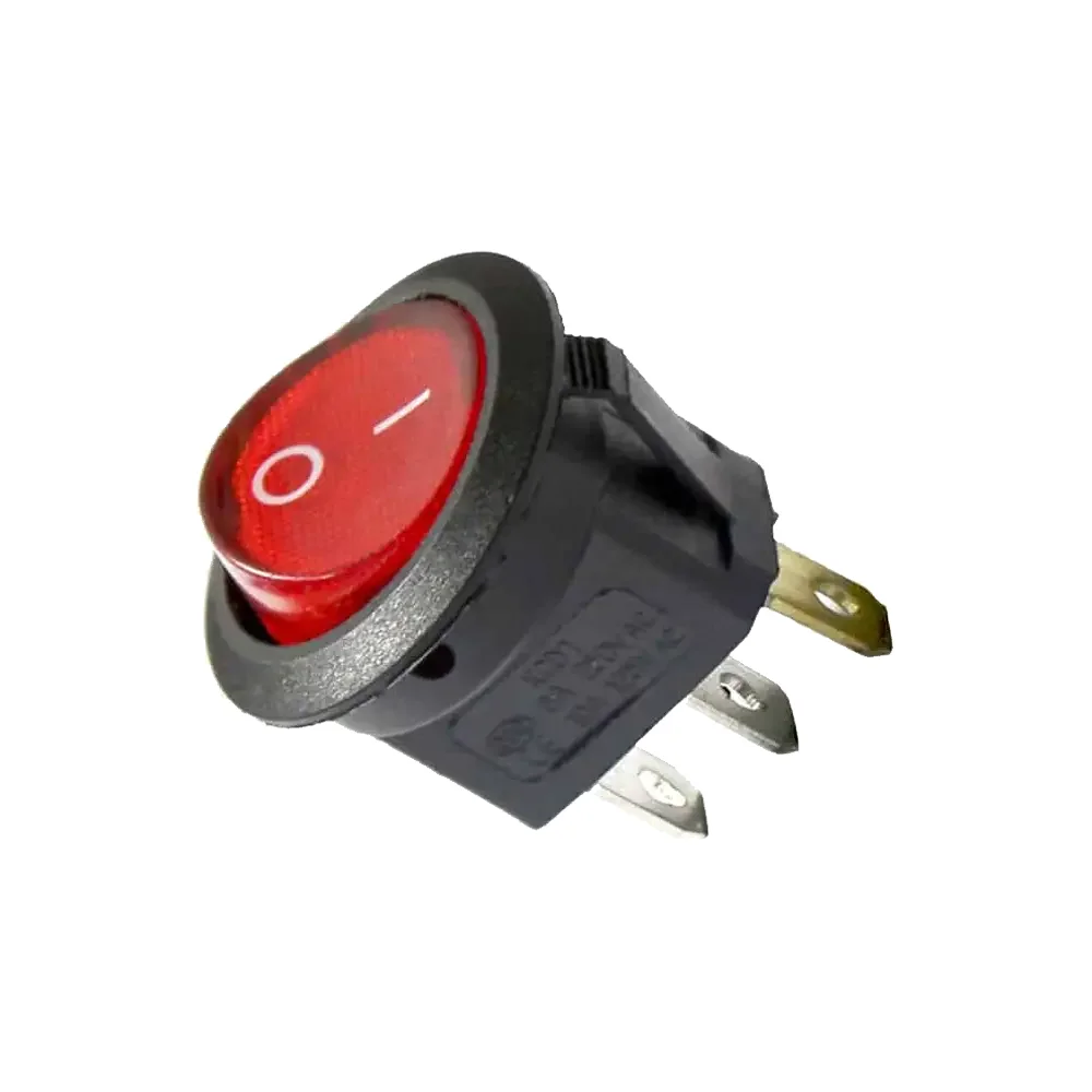 Switch Balancin Con Foco Piloto On-off Circular Rojo 6.5a 250vac ó 13a 125vac 3 Pines