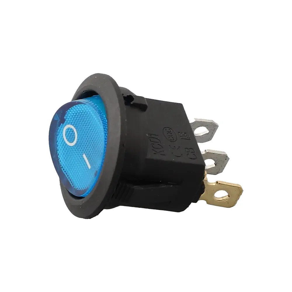 Switch Balancin Con Foco Piloto On-off Circular Azul 6.5a 250vac ó 13a 125vac 3 Pines