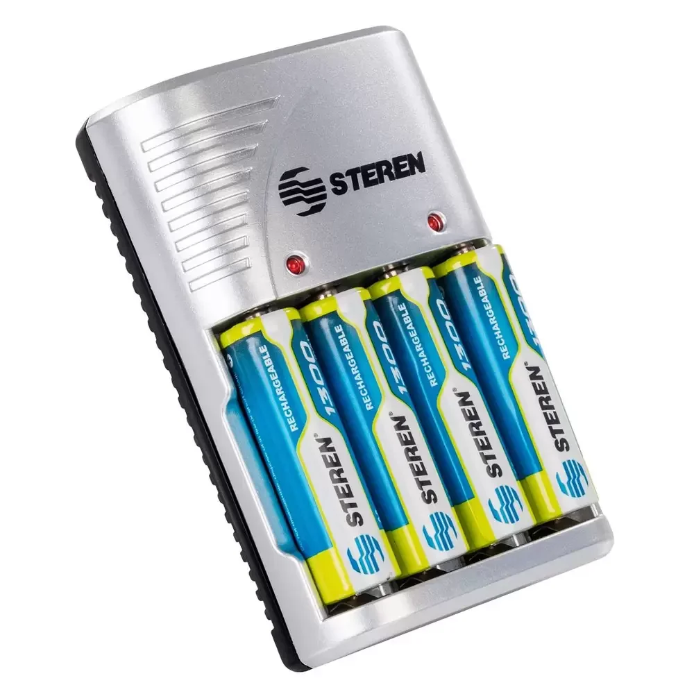 Cargador De Baterias Aa/aaa/9v Con 4 Baterias Aa 1300 Mah Steren