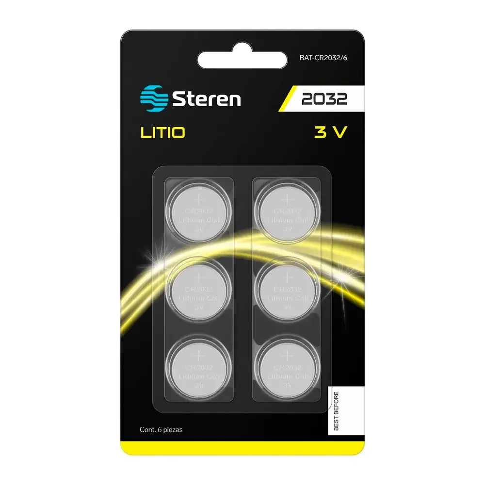 Bateria De Litio 3v 210 Mah Tipo Boton Cr2032 Paquete De 6 Pzs