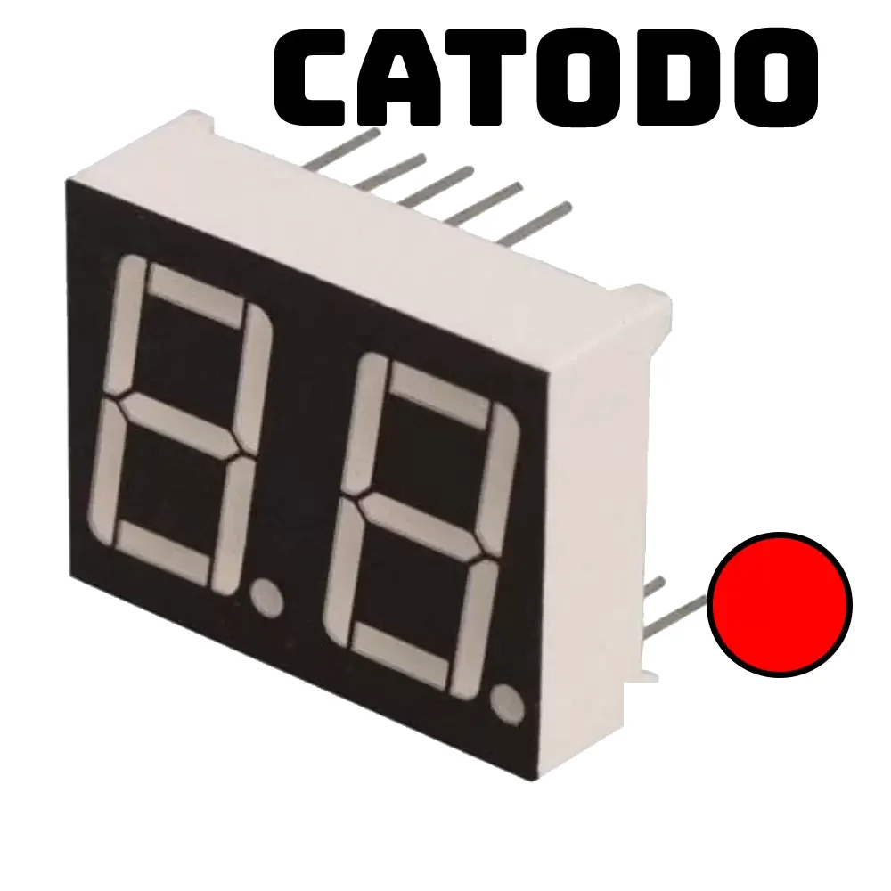 Display 2 Dígitos 7 Segmentos De 0.5" Rojo Cátodo Común 25x19mm