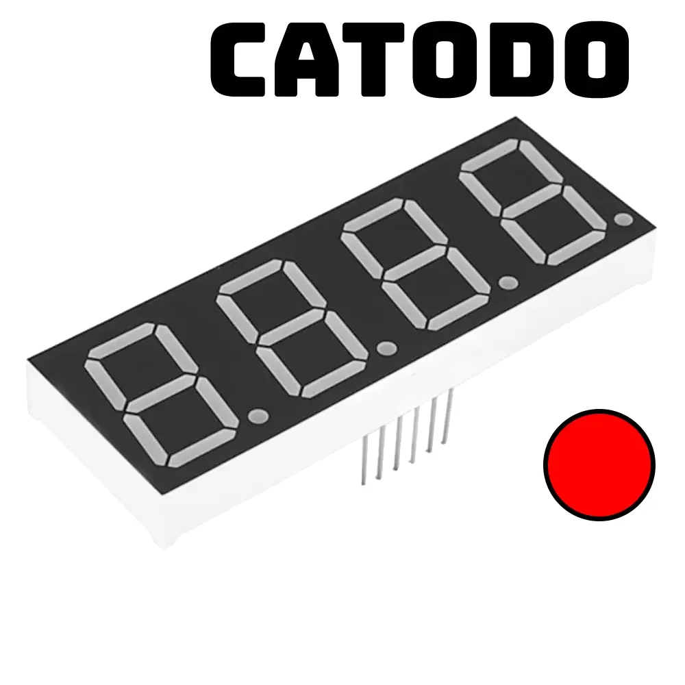 Display 4 Dígitos 7 Segmentos De 0.56" Rojo Cátodo 19x50mm 5641as