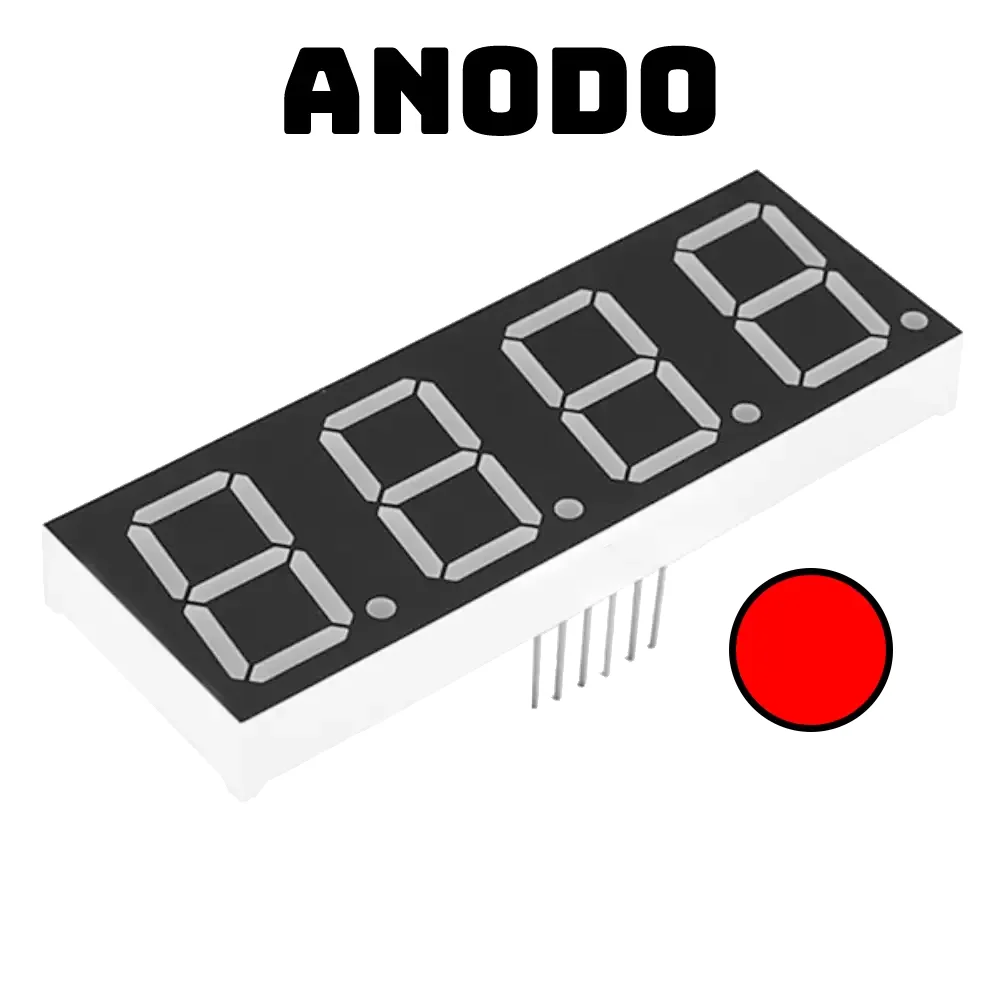 Display 4 Digitos 7 Segmentos De 0.56" Rojo Anodo 19x50mm 5461bs