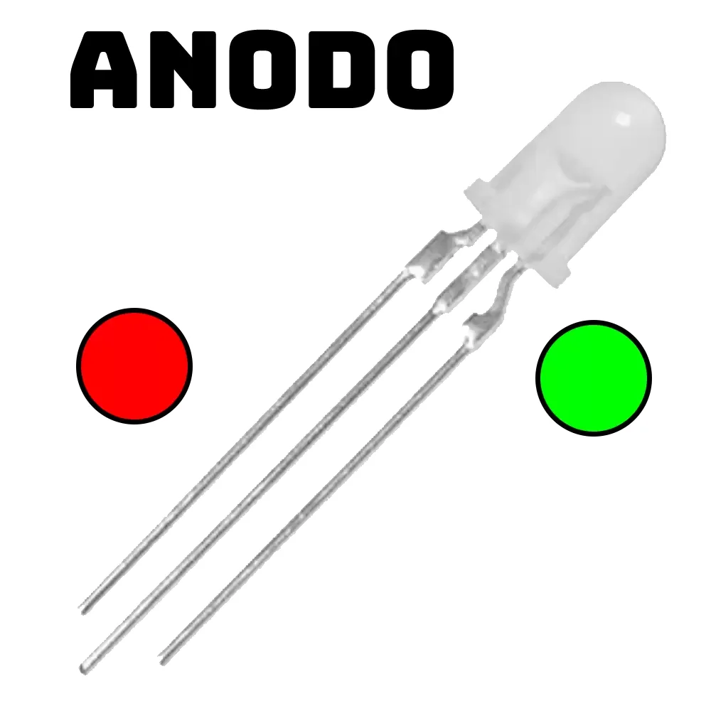 Led Bicolor Rojo Y Verde Ultrabrillante Anodo 5mm 3 Pines