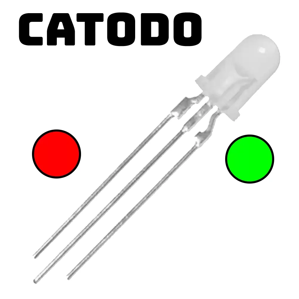 Led Bicolor Rojo Y Verde Ultrabrillante Catodo 5mm 3 Pines