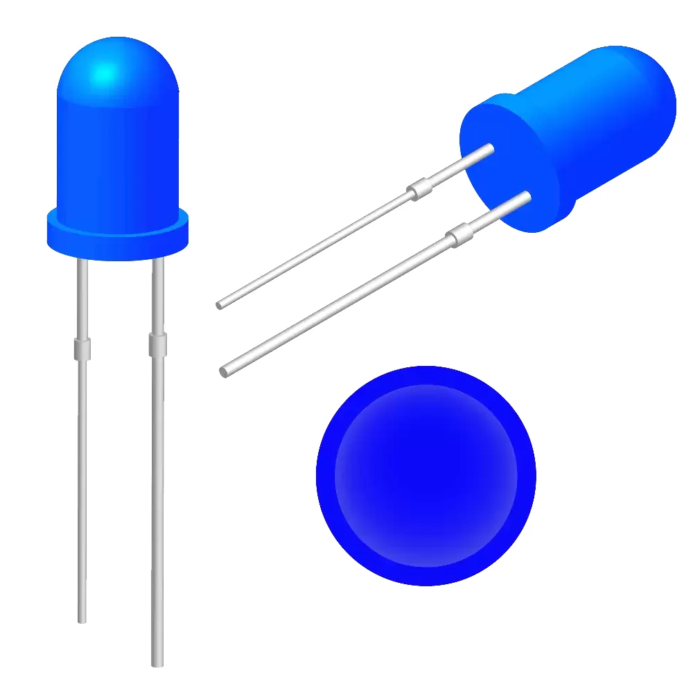 Led Azul 5mm Difuso 2.8-3.2v 20ma